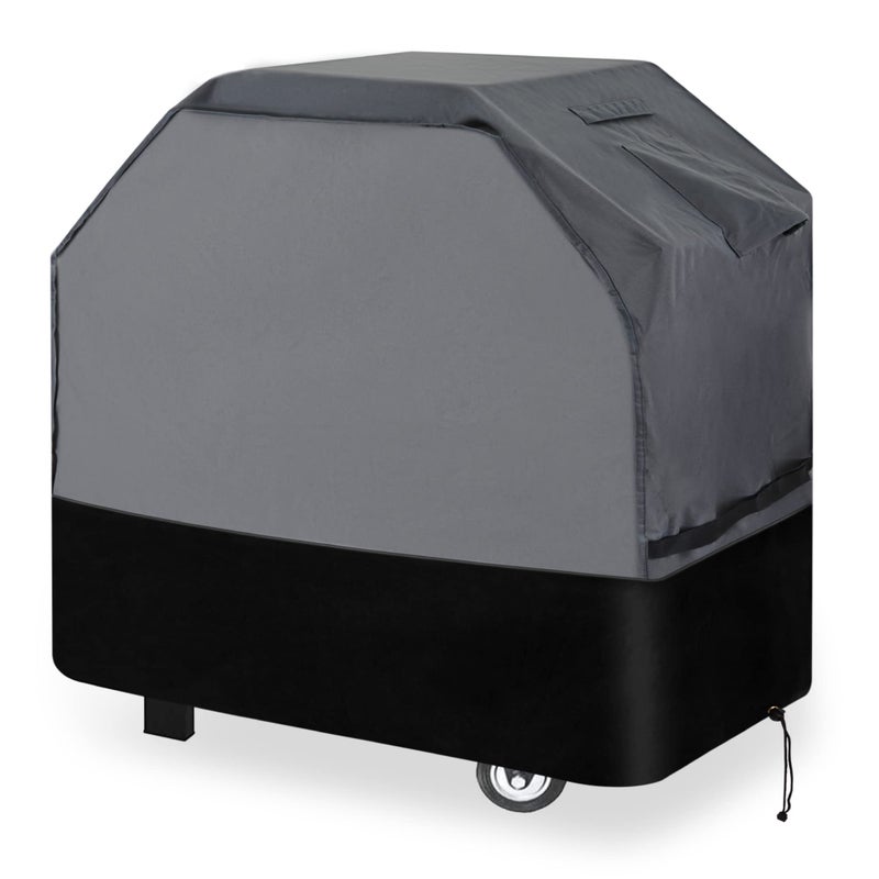 Heavy Duty Grill Cover 142cm, 600D Oxford Water Resistant UV & Fade Resistant BBQ Cover for Weber Char-Broil Dyna Glo Nexgrill Charcoal Gas Grill (142W x 64D x 113H cm, Gray/Black)