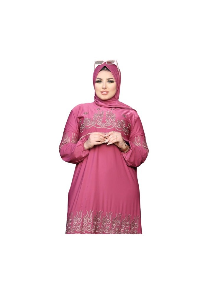 اسدال قطعتين  خامة فيزون مستورد عالي الجودة فري سايز يمكن لبسه حتى 95 كيلو للنساء - Image 2