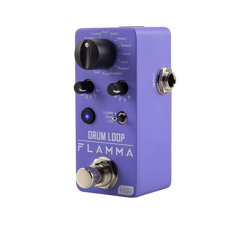 FLAMMA FC01 Looper Pedal Drum Machine 2 in 1 Drum Looper Guitar Pedals, 20 Minutes Loop Time with 16 Drum Grooves, Tap Tempo, 44.1kHz/16Bit Mini Guitar Effects Pedal with 3 Mode - Image 1