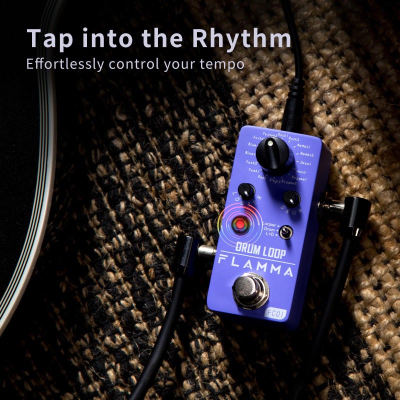 FLAMMA FC01 Looper Pedal Drum Machine 2 in 1 Drum Looper Guitar Pedals, 20 Minutes Loop Time with 16 Drum Grooves, Tap Tempo, 44.1kHz/16Bit Mini Guitar Effects Pedal with 3 Mode - Image 3