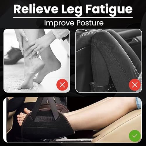 Homeaura® Foot Leg Rest for Flight Travel | Adjustable Foot Hammock for Airplane with Storage Bag | Portable Leg Rest for Flight Travel | Footrest for Airplane Seat Office Desk and Long Trips (Black) - Image 3