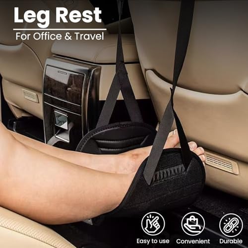 Homeaura® Foot Leg Rest for Flight Travel | Adjustable Foot Hammock for Airplane with Storage Bag | Portable Leg Rest for Flight Travel | Footrest for Airplane Seat Office Desk and Long Trips (Black) - Image 2