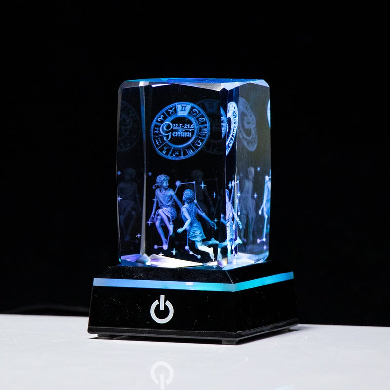 Movdyka 3D Crystals Gemini Zodiac Astrology Gifts for Women MenGemini Glass Figurine Decor Constellation Stuff May June Birthday Gifts for Girlfriend Woman Wife Keepsake SymbolicMaster