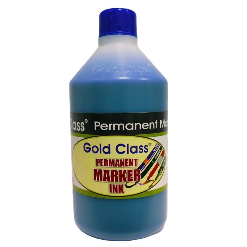 Gold Class Permanent Marker Ink, 500ML | Easily refillable | Suitable for Permanent Markers with Multiple Surfaces | Office & School Stationery - Pack of 1 (Blue) - Image 1