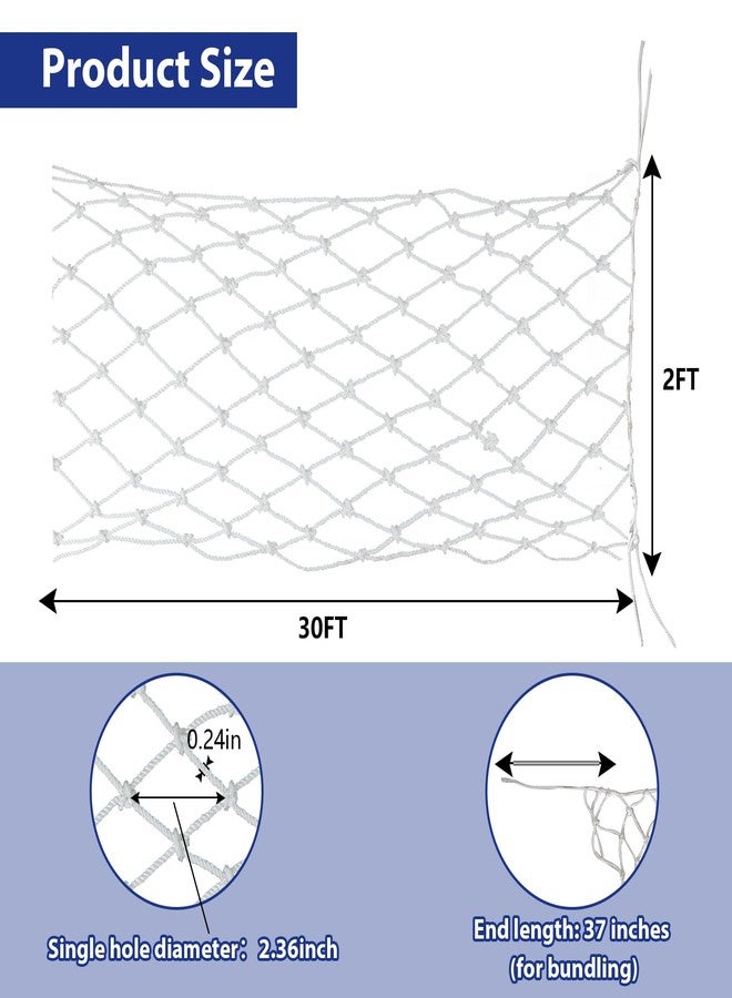 VEITHI Nylon Boat Safety Lifeline Netting,White Marine 30 ft x 2 ft Boat Safety Netting for Pets Crews and Equipment Safely on Deck Marine Hardware - Image 2
