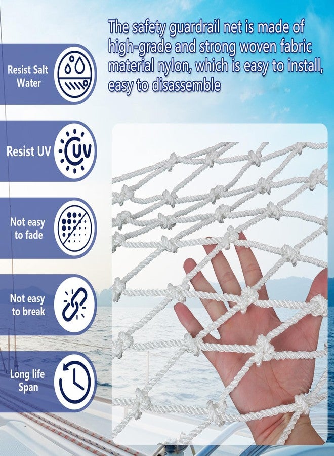 VEITHI Nylon Boat Safety Lifeline Netting,White Marine 30 ft x 2 ft Boat Safety Netting for Pets Crews and Equipment Safely on Deck Marine Hardware - Image 3