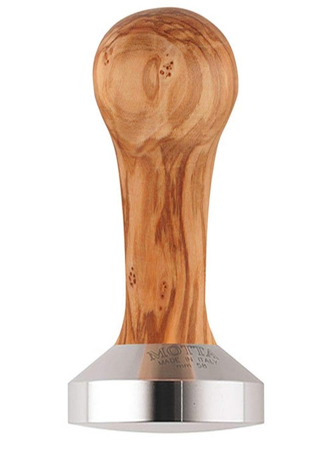 Metallurgica Motta 58 mm Olive Wood Espresso Tamper With Convex Stainless Steel Base