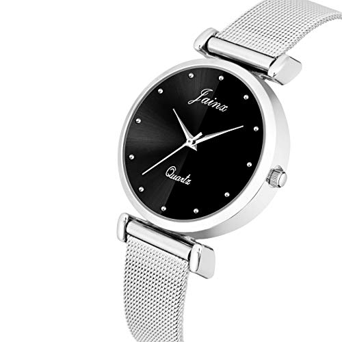 jainx Silver Steel Chain Analog Wrist Watch for Women and Girls - JW667 - Image 3