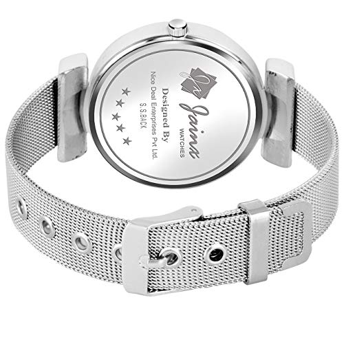 jainx Silver Steel Chain Analog Wrist Watch for Women and Girls - JW667 - Image 4