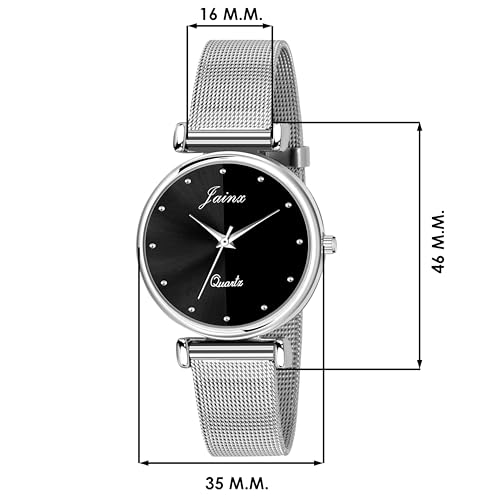 jainx Silver Steel Chain Analog Wrist Watch for Women and Girls - JW667 - Image 2