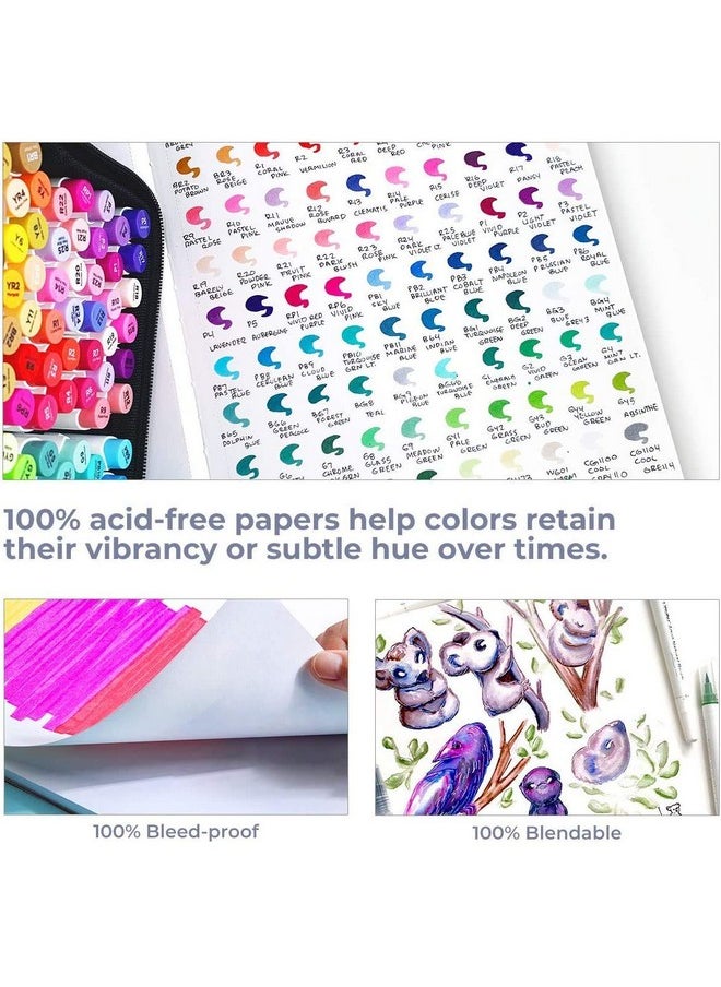 Ohuhu - Ohuhu Marker Pads Art Sketchbook, 7.6"x10" Large Paper Size, 120LB/200GSM Heavy Smooth Drawing Papers, 60 Sheets/120 Pages, Spiral Bound Sketch Book for Alcohol Markers Christmas Gift - Image 1