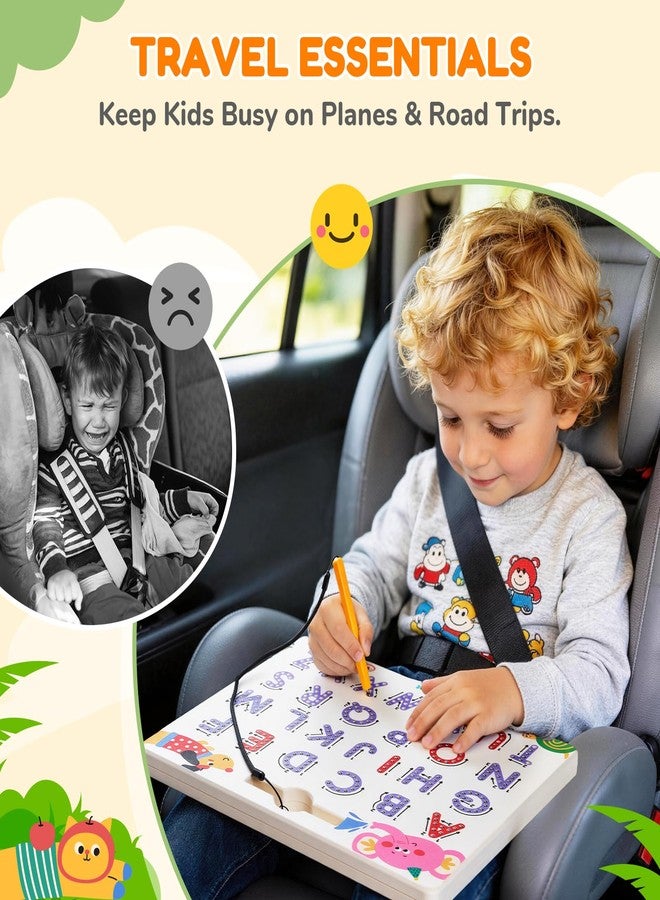 JoyCat Magnetic Animal Letter Tracing Board, Double-Sided ABC Magnets for Toddlers, Uppercase & Lowercase Letter Writing Practice - Preschool Learning Toys, Road Trip Car Activities for Kids Ages 3-5 - Image 3