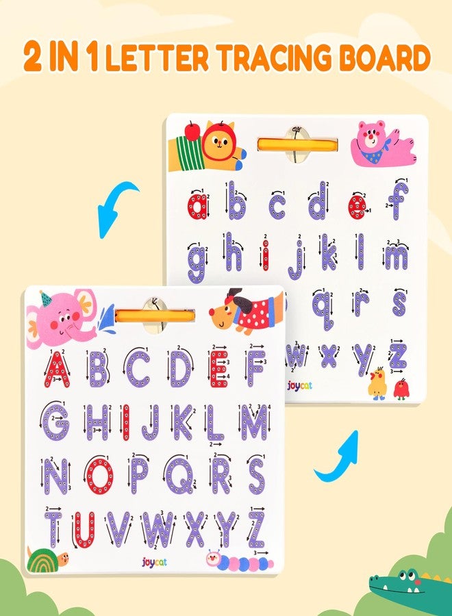 JoyCat Magnetic Animal Letter Tracing Board, Double-Sided ABC Magnets for Toddlers, Uppercase & Lowercase Letter Writing Practice - Preschool Learning Toys, Road Trip Car Activities for Kids Ages 3-5 - Image 2