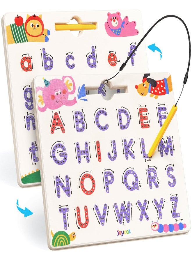 JoyCat Magnetic Animal Letter Tracing Board, Double-Sided ABC Magnets for Toddlers, Uppercase & Lowercase Letter Writing Practice - Preschool Learning Toys, Road Trip Car Activities for Kids Ages 3-5 - Image 1