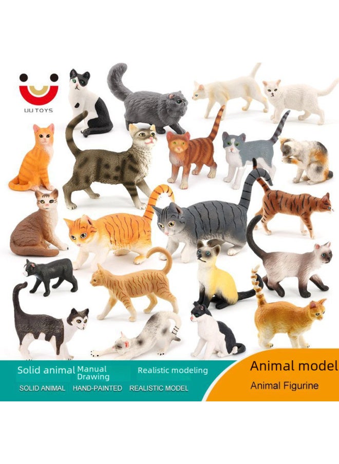 Generic - Children's Simulation Animal Model Pet Cat Black And White Cat Persian Cat Siamese Cat Yin And Yang Eye Cat Cognitive Toy Ornaments-Color:PL127-1567 Three-color Cat - Image 1