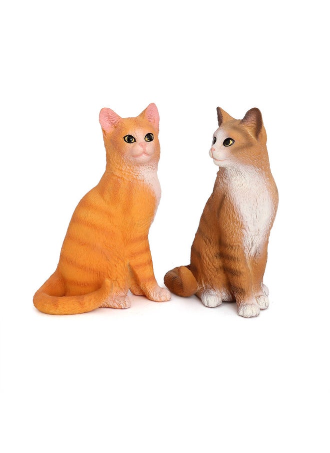 Generic - Children's Simulation Animal Model Pet Cat Black And White Cat Persian Cat Siamese Cat Yin And Yang Eye Cat Cognitive Toy Ornaments-Color:PL127-1567 Three-color Cat - Image 1