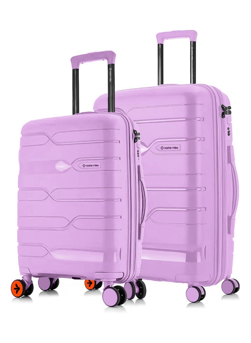 nasher miles Nasher Miles Paris Hard-Sided Polypropylene Luggage Set of 2 | 65cm & 75cm | 8 Wheels Medium & Large Trolley Bag for Travel | Suitcase (Purple)  - Image 1
