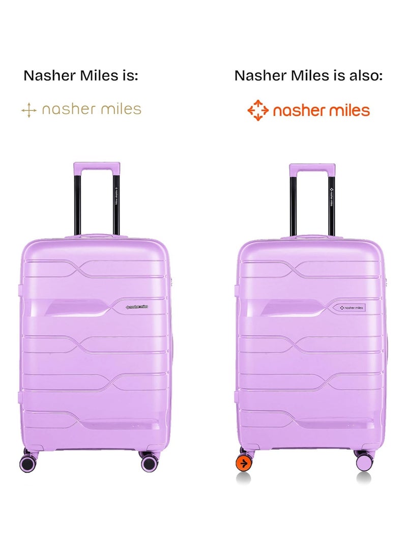 nasher miles Nasher Miles Paris Hard-Sided Polypropylene Luggage Set of 2 | 65cm & 75cm | 8 Wheels Medium & Large Trolley Bag for Travel | Suitcase (Purple)  - Image 2