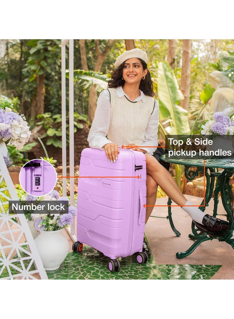 nasher miles Nasher Miles Paris Hard-Sided Polypropylene Luggage Set of 2 | 65cm & 75cm | 8 Wheels Medium & Large Trolley Bag for Travel | Suitcase (Purple)  - Image 4