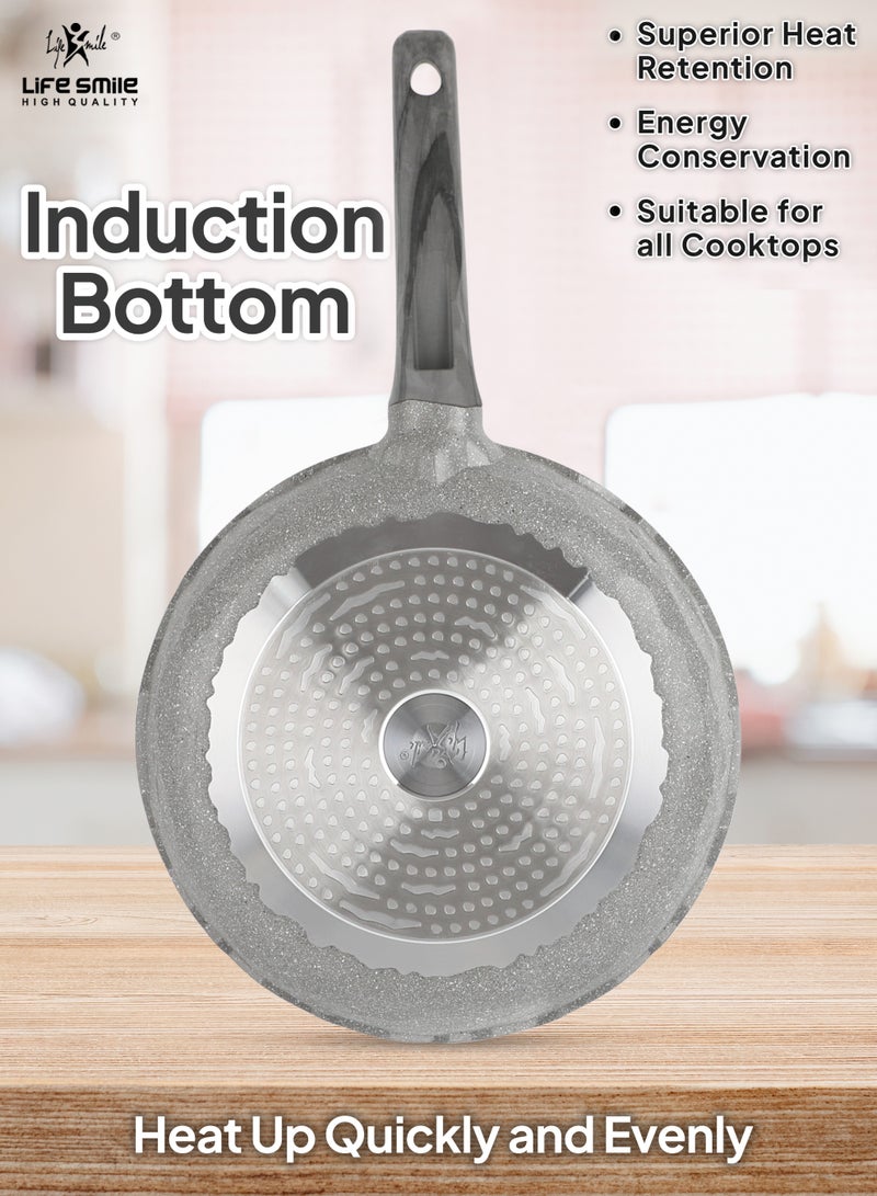 Life Smile طقم مقالي غير لاصقة مغطاة بالجرانيت من 3 قطع - قاعدة تحريض، أواني طهي متينة - Image 2