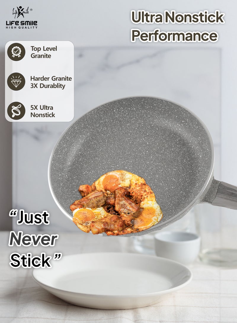 Life Smile طقم مقالي غير لاصقة مغطاة بالجرانيت من 3 قطع - قاعدة تحريض، أواني طهي متينة - Image 5