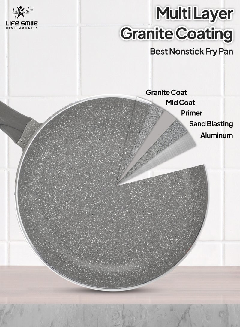 Life Smile طقم مقالي غير لاصقة مغطاة بالجرانيت من 3 قطع - قاعدة تحريض، أواني طهي متينة - Image 4