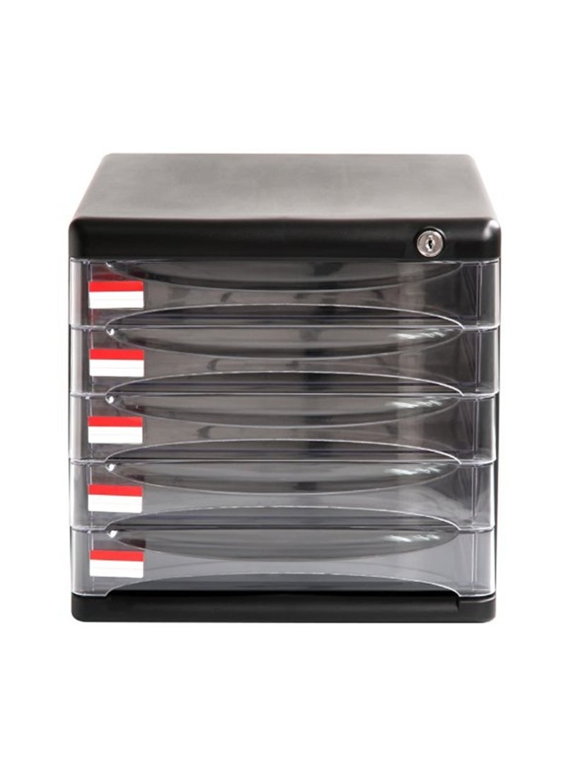 Deli 5-Drawer Desktop File Cabinet Black With Key Lock  - Image 5