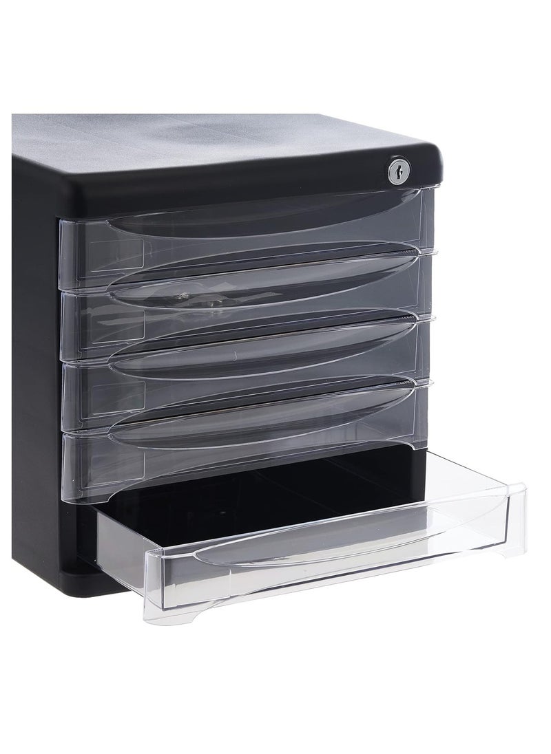 Deli 5-Drawer Desktop File Cabinet Black With Key Lock  - Image 2