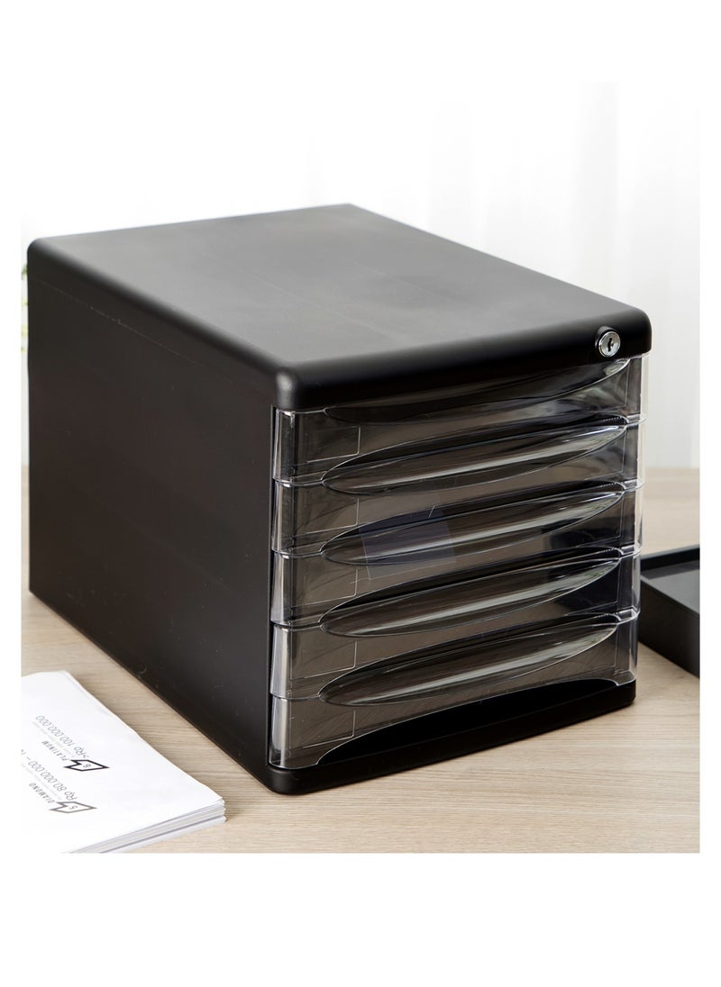 Deli 5-Drawer Desktop File Cabinet Black With Key Lock  - Image 3