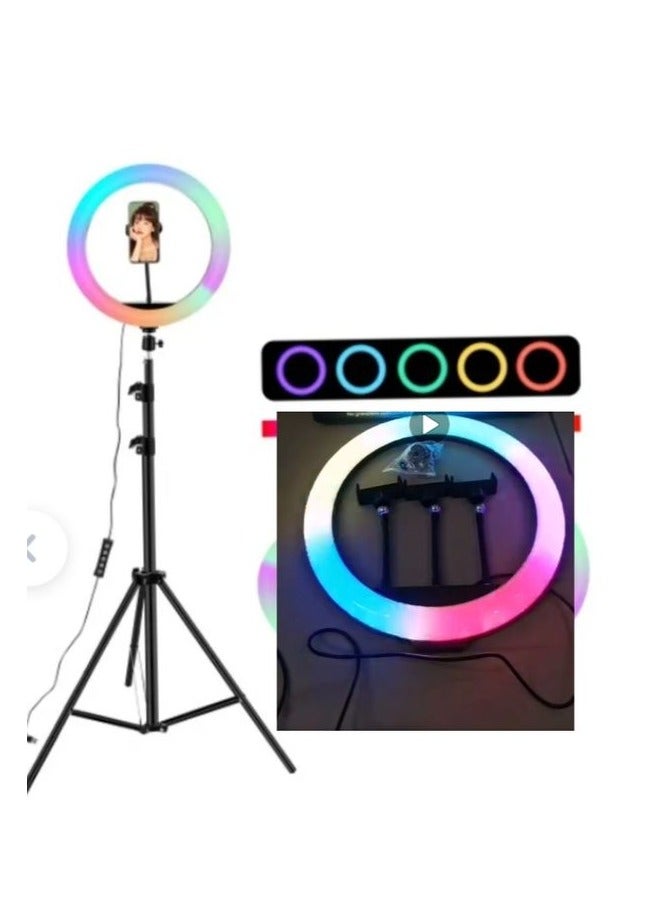 22 inch RGB LED Ring Light with Tripod Stand, Large Selfie Ring Light with Touch Panel Vlog Video Shooting - Image 1