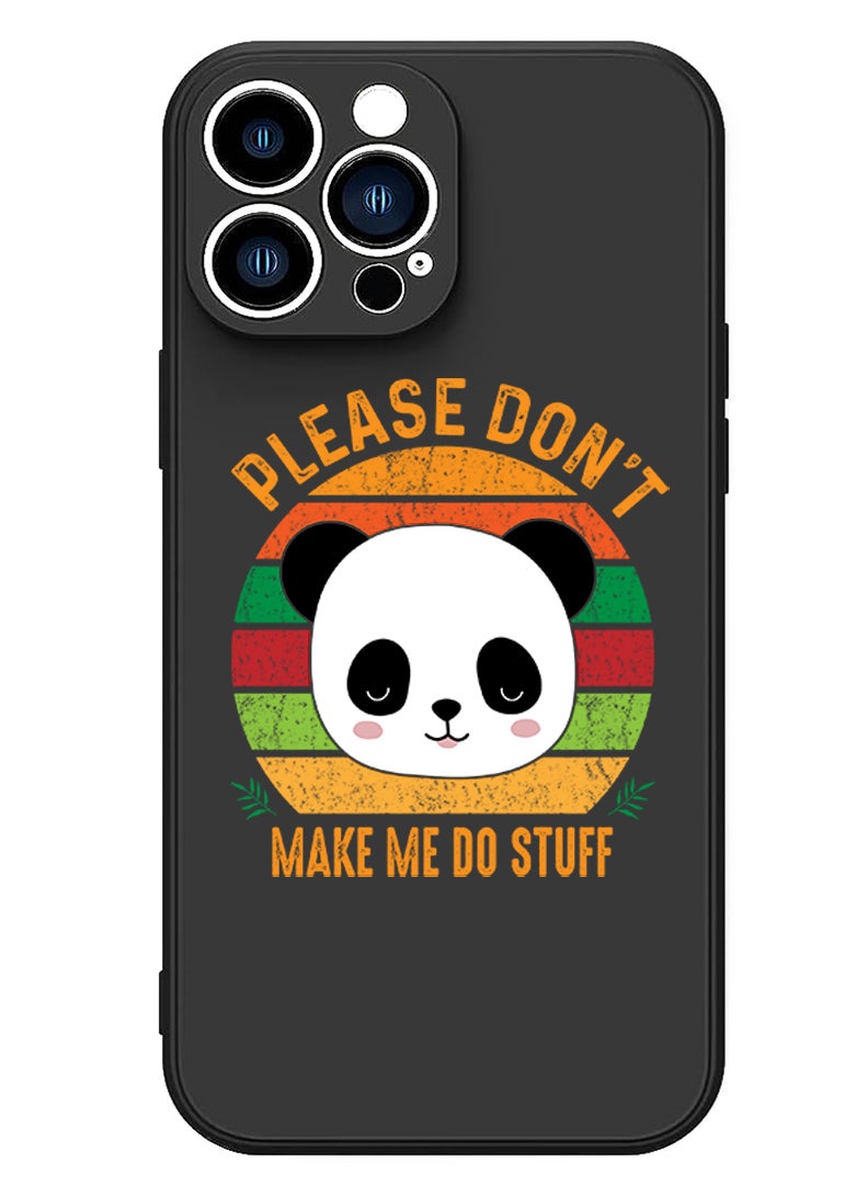 Theodor Protective Slim Fit Case Liquid Silicone Cover with Full Body Protection Anti-Scratch Shockproof Case For iPhone 15 Pro Black - please dont make me do stuff - Image 1