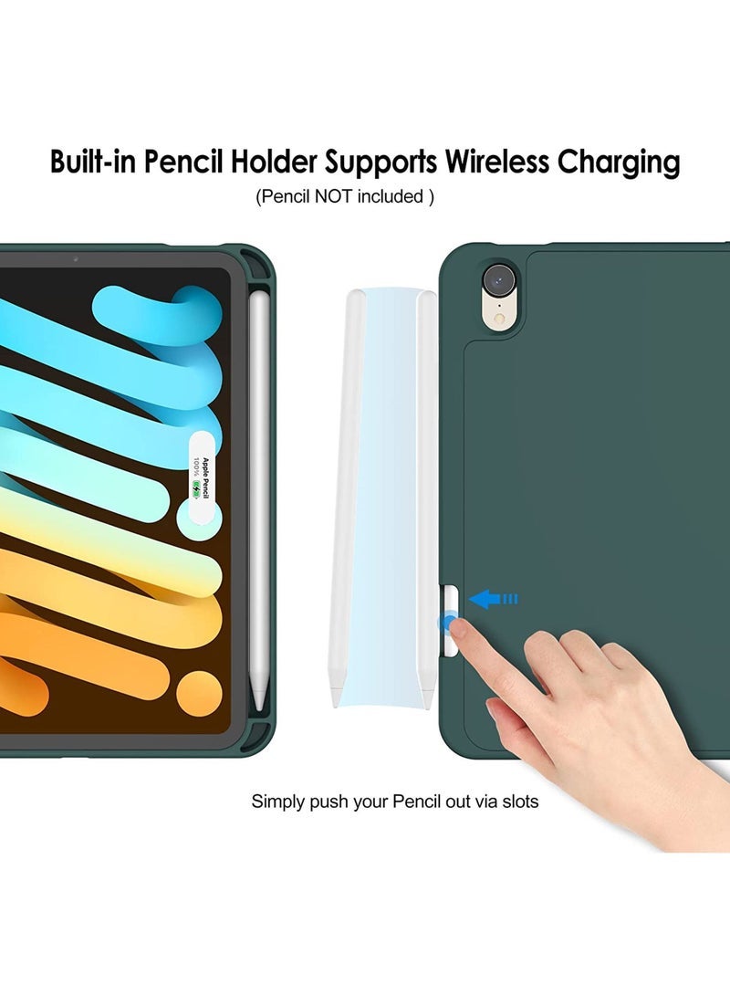 كابتن تيك جراب لجهاز iPad Mini 6 (طراز 2021 مقاس 8.3 بوصة) مزود بحامل أقلام يدعم شحن قلم رصاص ثانٍ غطاء تابلت نحيف مزود بظهر ناعم من مادة TPU للاستيقاظ / النوم التلقائي - Image 5