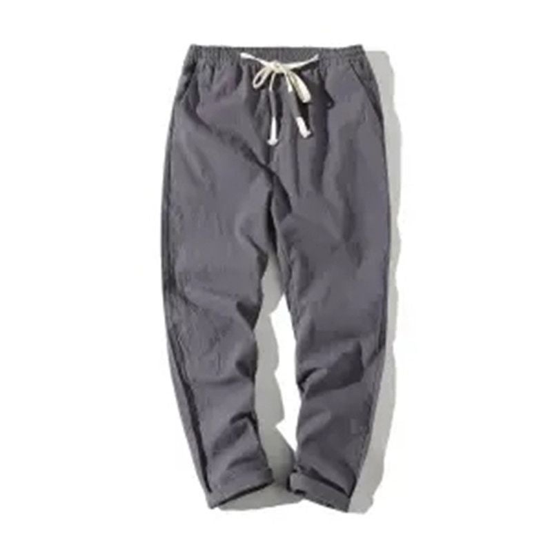Mens Casual Linen Cropped Pants Loose Cotton Summer 35 dark gray (only 30 special offers left)