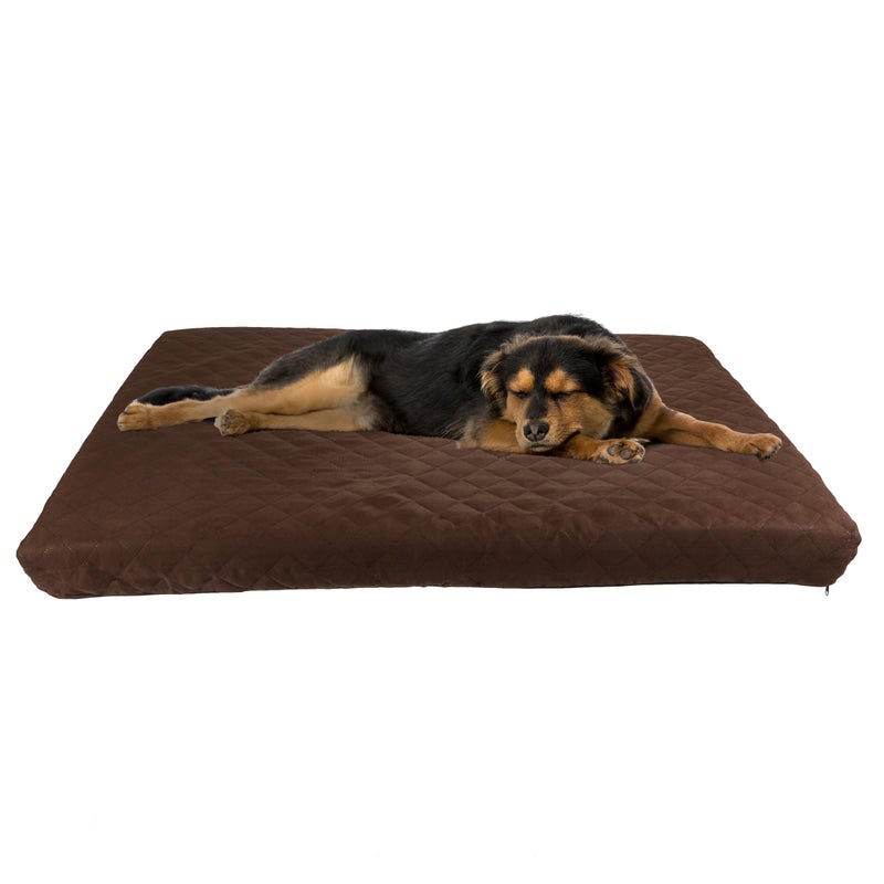 Waterproof Dog Bed 2Layer Memory Foam Pet Pad with Removable Machine Wash Cover 44x35 Crate Mat for Dogs and Puppies by PETMAKER Brown
