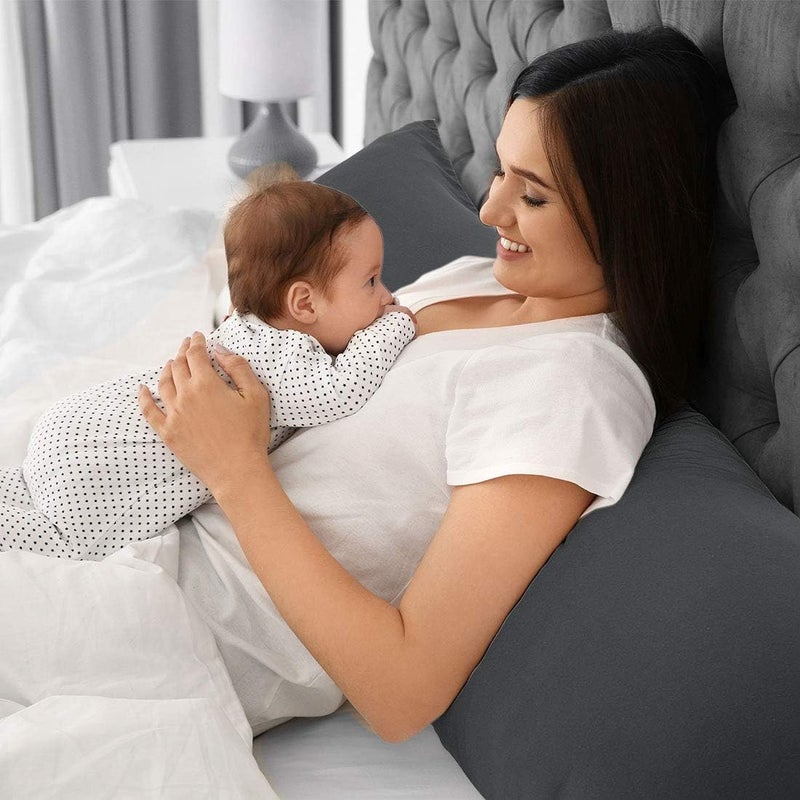 بيكوكاسا كسوة وسادة الجسم من بيكوكاسا، كسوة وسادة من ألياف الميكروفايبر الناعمة مع إغلاق بسحاب، مقاس 20×72 بوصة رمادي. - Image 2