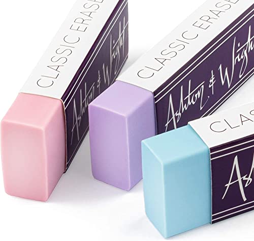 Ashton and Wright - Classic Eraser - Latex Free Plastic Rubber - [Pack of 6] - Pack of 5 Pastel + 1 White - Image 2
