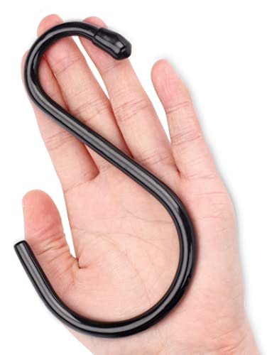 Antimbee 12 Pack Heavy Duty S Hooks, 5.5 inch Large S Hooks, S Hook Hanger with Rubber Coated, Black S Shaped Hook for Hanging Plants, Banana, Clothes, Bags,Towels, Kitchen Utensil - Image 1