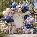 Partycus Navy Blue Purple Balloon Arch Double Stuffed Dark Blue Pastel Lavender White Sand Ivory Balloon Garland Kit with Clear Bobo Metallic Lilac Latex for Baby Shower Wedding Birthday Valentine Party Decor - Image 2