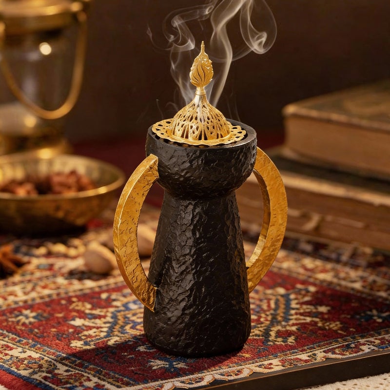 مبخرة سيراميك عربية بقبة ذهبية - Image 4