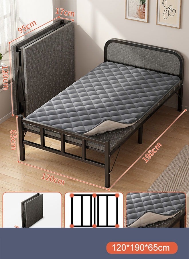 NKX Portable Foldaway household Simple Bed companion with Ice Silk Mattress 120 cm - Image 1