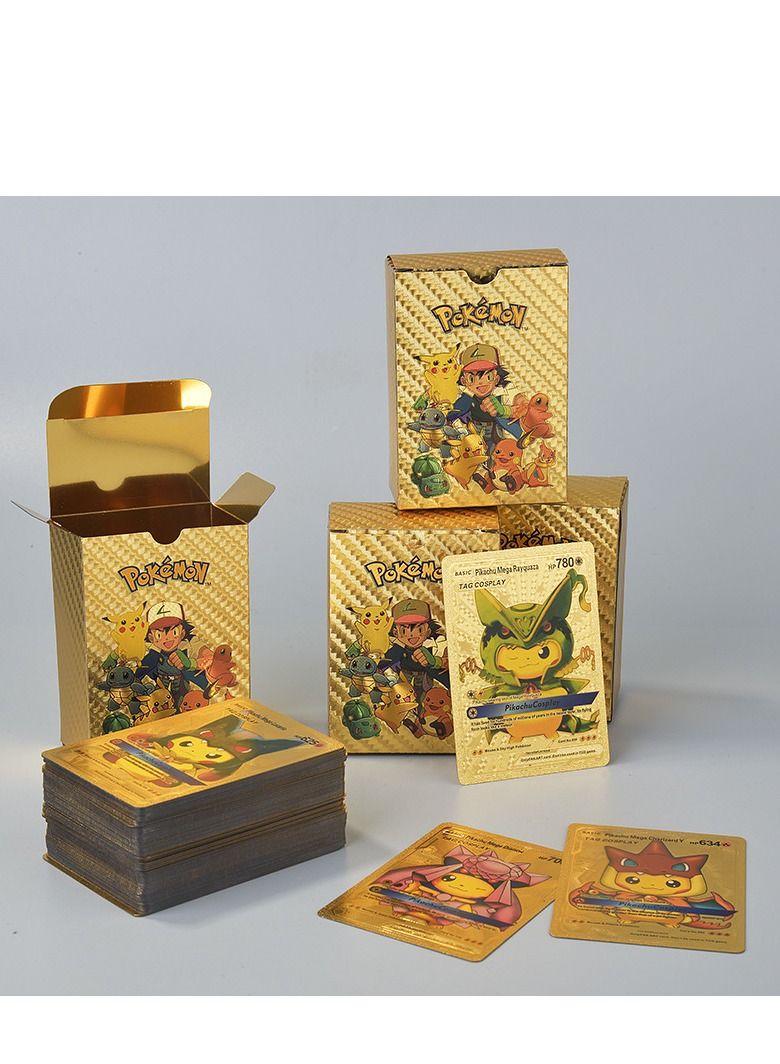 110-Piece Gold Foil  Pokemon Card Games Set (Gold) - Image 2