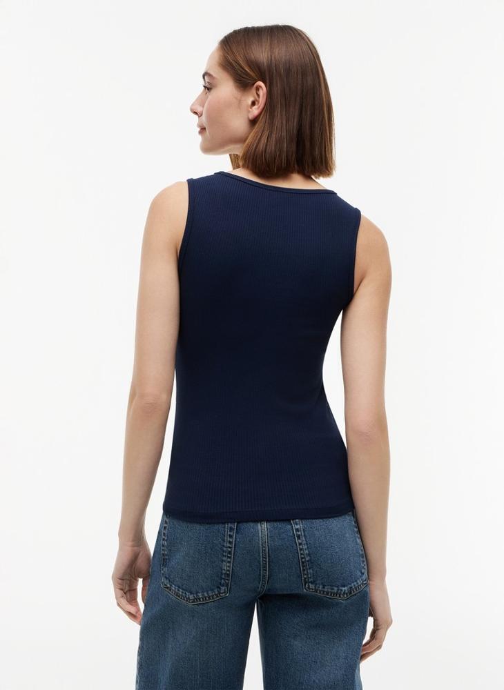 TOMMY HILFIGER Gold-Tone Button Ribbed Tank Top - Image 2