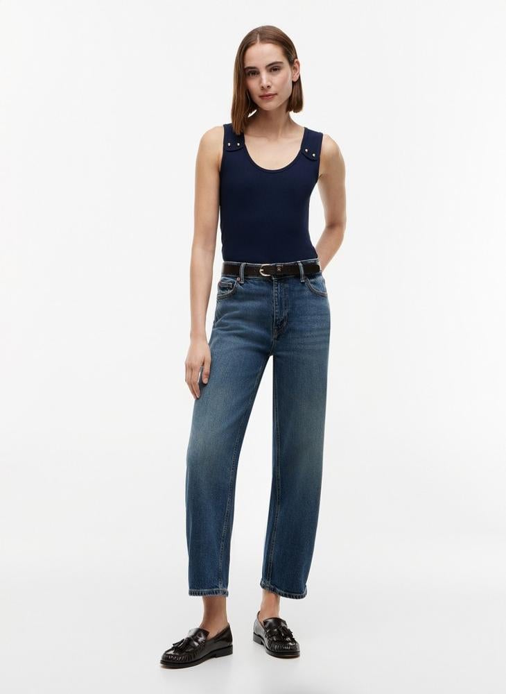 TOMMY HILFIGER Gold-Tone Button Ribbed Tank Top - Image 4