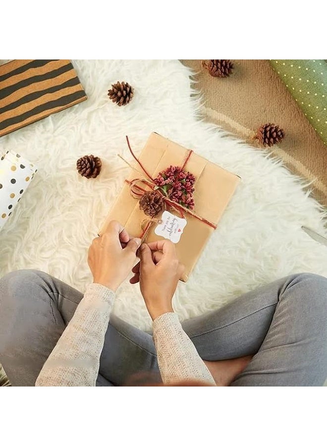 شكرا علامات, شكرا للاحتفال معنا ورقة هدية علامة, لعيد ميلاد الزفاف عيد الحب, كرافت ورقة علامات مع حبال القنب, أبيض / بني, 200pcs 2 ألوان 1.2 بوصة (3 سم) - Image 5