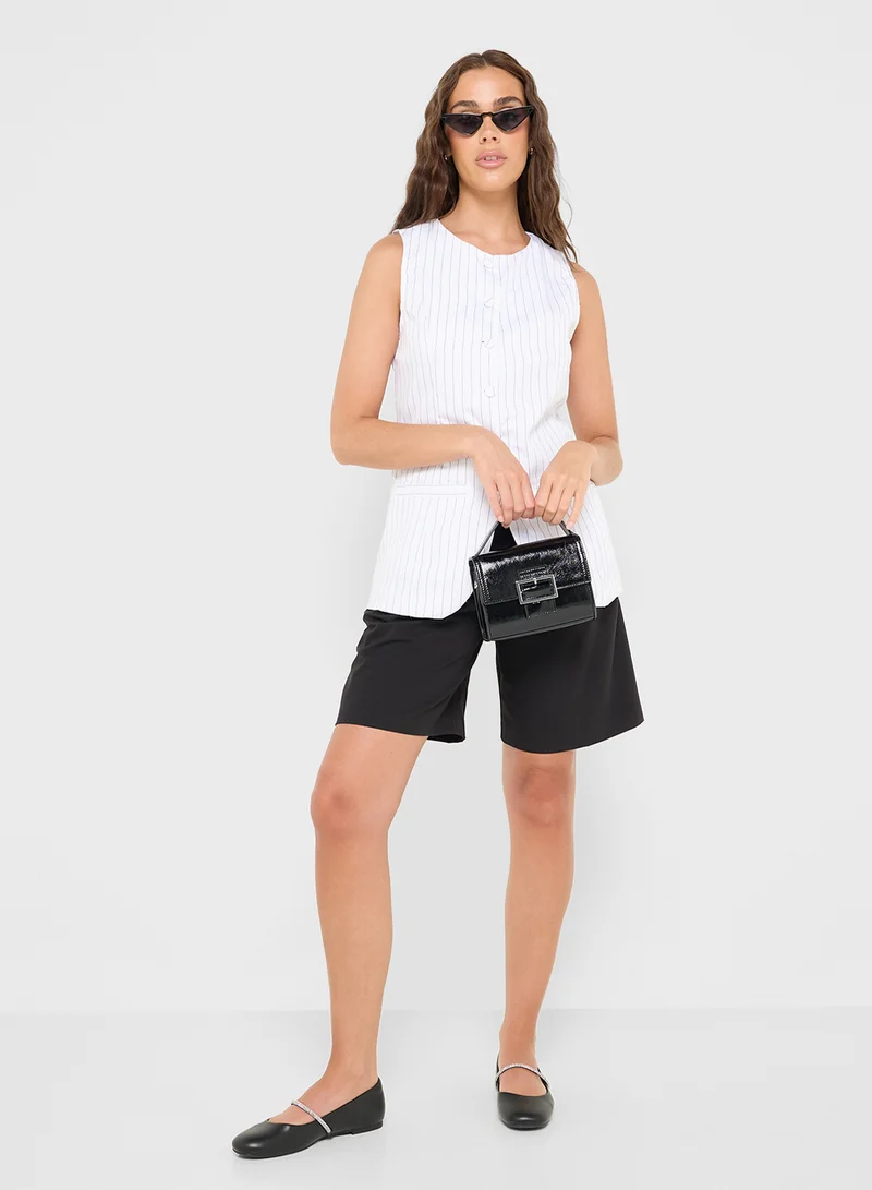 Ginger Button Down Stripe Longline Vest
