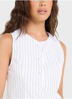 Ginger Button Down Stripe Longline Vest  - Image 3