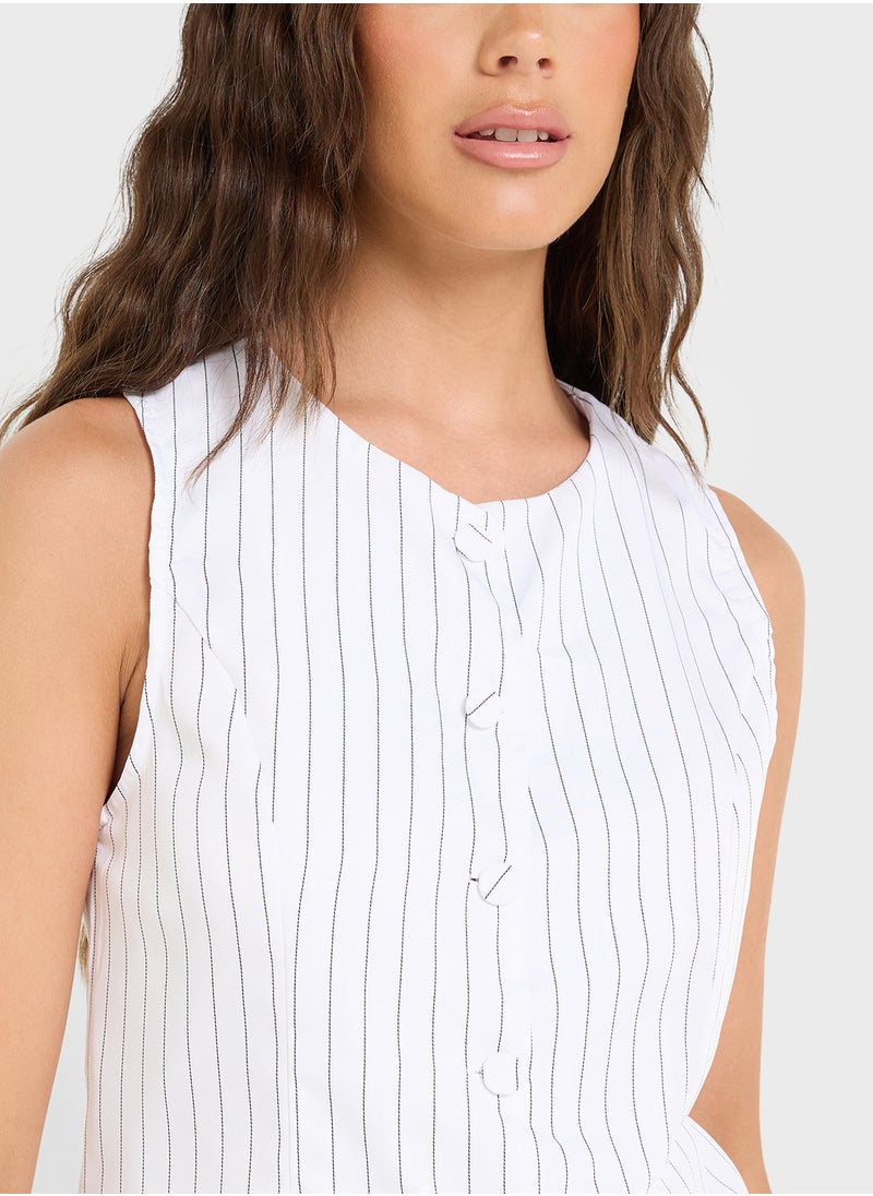 Ginger - Button Down Stripe Longline Vest - Image 1