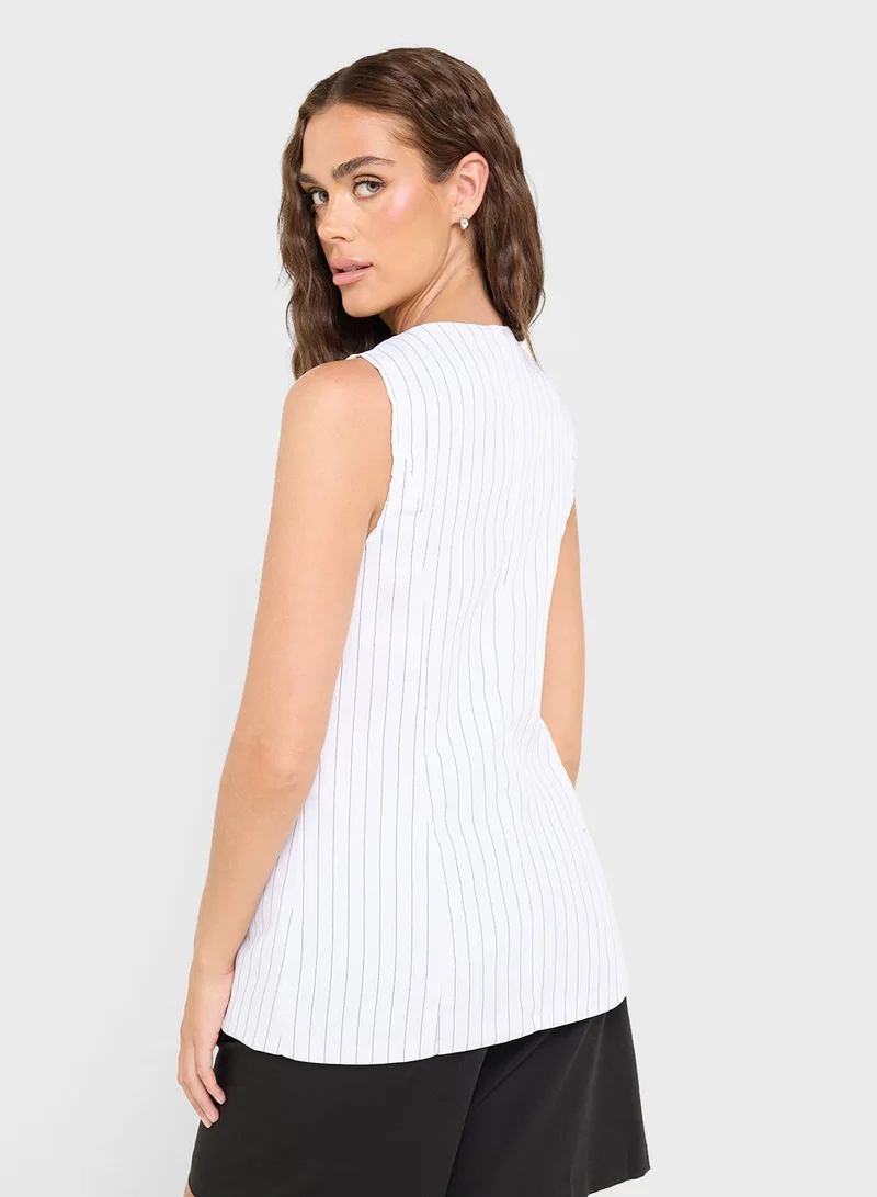 Ginger Button Down Stripe Longline Vest