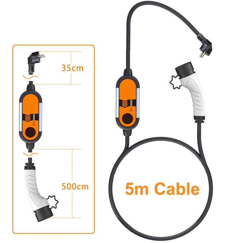 EV Charger Type2: 8A-16A 5M Gold Cable Fast Charging - IP55 Waterproof Auto Power Off Electric Vehicle Charger for Home Outdoor Travel & Plug-In Hybrid Cars - Image 4