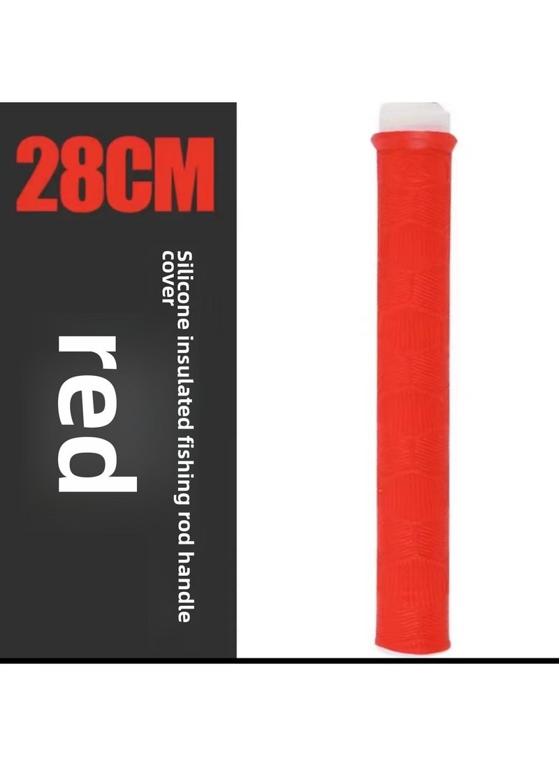 Generic Extended Fishing Rod Silicone Grip Sleeve Non-Slip extended red